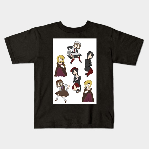 Beatrice Collection Stickers Kids T-Shirt by nhitori